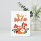 Hallo Herbst Niedlich Fox Herbstsaison Postkarte (Stehend Vorderseite)