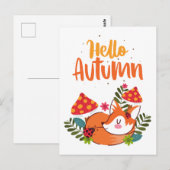 Hallo Herbst Niedlich Fox Herbstsaison Postkarte (Vorne/Hinten)