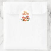 Hallo Herbst Niedlich Fox Herbstsaison Runder Aufkleber (Tasche)