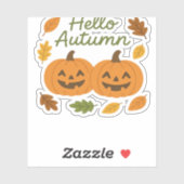 Hallo Herbst Niedlich Lächeln Pumpkins Klassischer Aufkleber (Blatt)
