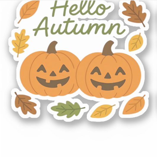 Hallo Herbst Niedlich Lächeln Pumpkins Klassischer Aufkleber (Vorderseite)