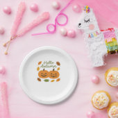 Hallo Herbst Niedlich Lächeln Pumpkins Klassischer Pappteller (Party)