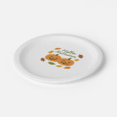 Hallo Herbst Niedlich Lächeln Pumpkins Klassischer Pappteller (Schrägansicht)