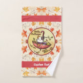 Hallo Herbst, Niedliche Katzen-Sits im Schirm Badhandtuch Set (Handtuch)