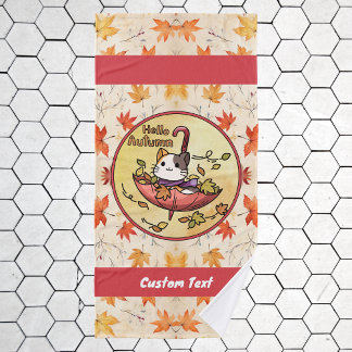 Hallo Herbst, Niedliche Katzen-Sits im Schirm Badhandtuch Set