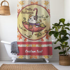 Hallo Herbst, Niedliche Katzen-Sits im Schirm Duschvorhang