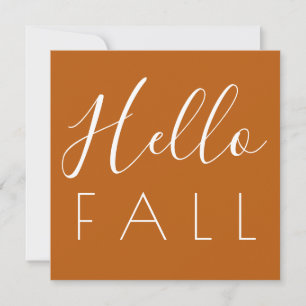 Hallo Herbst Orange Minimalist Herbst Quadrat Mitteilungskarte