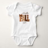 Hallo Herbst Personalisierter Patchwork-Stil Buchs Baby Strampler (Vorderseite)