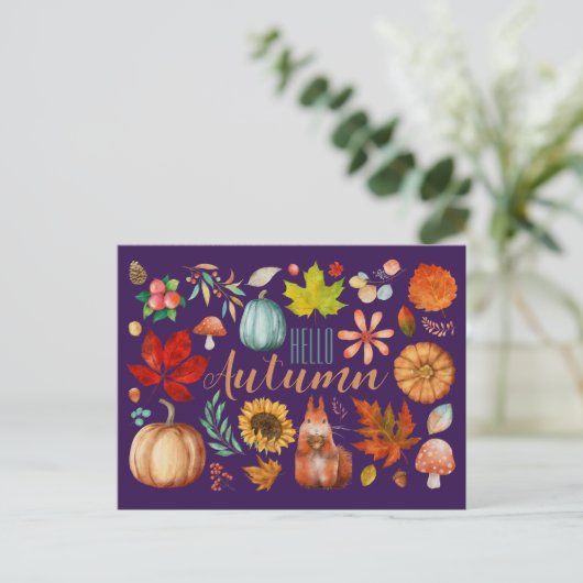 Hallo Herbst Postkarte (Stehend Vorderseite)