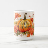 Hallo Herbst Pumpkin Blumenfall Kaffeetasse (Mittel)