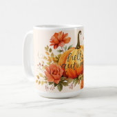 Hallo Herbst Pumpkin Blumenfall Kaffeetasse (Vorderseite Links)