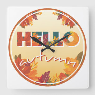 Hallo Herbst Quadratische Wanduhr