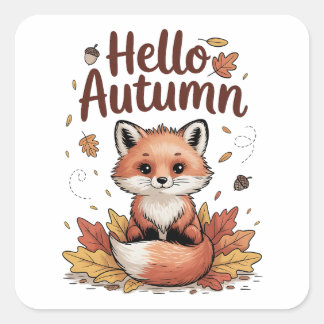Hallo Herbst Quadratischer Aufkleber
