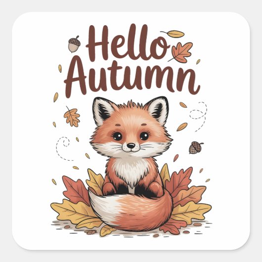 Hallo Herbst Quadratischer Aufkleber (Vorderseite)