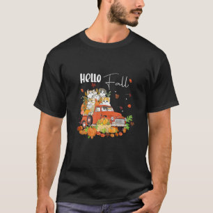 Hallo Herbst Ruck Kürbis Katze Kätzchen Hanksgivin T-Shirt