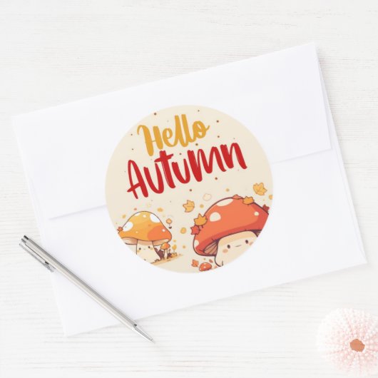 Hallo Herbst Runder Aufkleber (Umschlag)