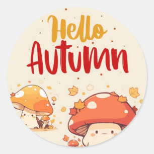 Hallo Herbst Runder Aufkleber