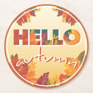 Hallo Herbst Runder Pappuntersetzer
