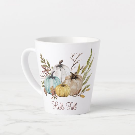 Hallo Herbst Rustikale Herbstpumpen Latte Tasse (Linke Ecke)