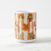 Hallo Herbst Rustikale Patchwork Orange Blätter St Kaffeetasse (Mittel)