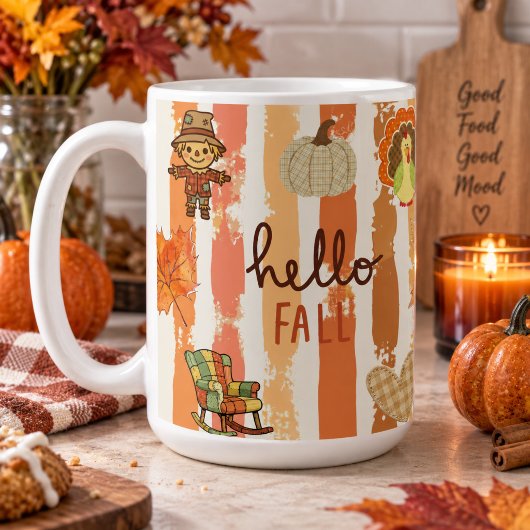 Hallo Herbst Rustikale Patchwork Orange Blätter St Kaffeetasse