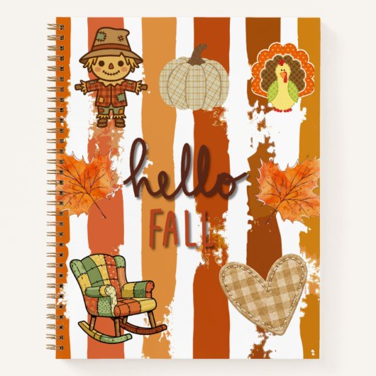 Hallo Herbst Rustikale Patchwork Orange Blätter St Notizblock (Vorderseite)
