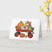 Hallo Herbst Rustikaler Landwagen mit Kürbissen Karte (Gelbe Blume)