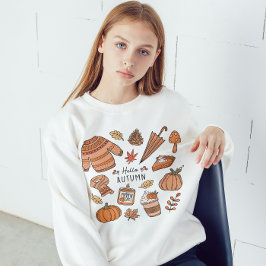 Hallo Herbst Shirt, Fall Vibes, Retro Doodle Sweatshirt