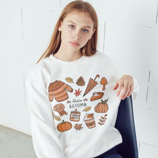 Hallo Herbst Shirt, Fall Vibes, Retro Doodle Sweatshirt