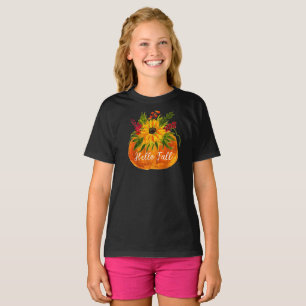Hallo Herbst Sonnenblumen Kürbis Herbst Rustikal T-Shirt