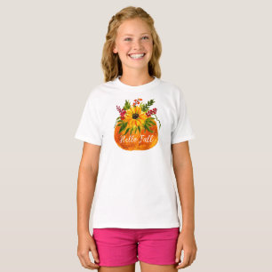 Hallo Herbst Sonnenblumen Kürbis Herbst Rustikal T-Shirt