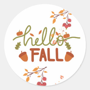 Hallo Herbst Sticker! Runder Aufkleber