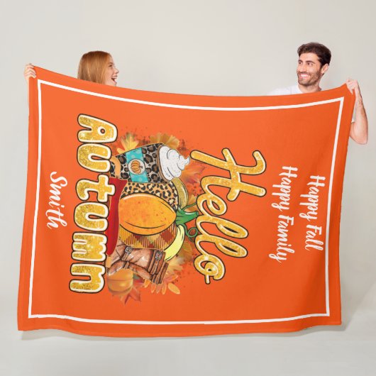 Hallo Herbst Text und Farbe anpassen Fleecedecke (Beispiel)