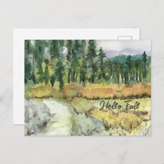 Hallo Herbst Wanderweg Berg Landschaftswald Postkarte (Vorne/Hinten)