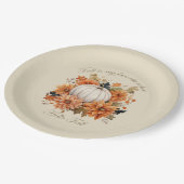 Hallo Herbst Wasserfarbe Wildblumen Blätter Herbst Pappteller (Schrägansicht)