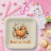 Hallo Herbst Wasserfarben Wildblumen Herbstblätter Pappteller (Party)