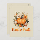 Hallo Herbst Wasserfarben Wildblumen Herbstblätter Postkarte (Vorne/Hinten)