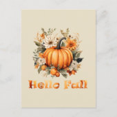 Hallo Herbst Wasserfarben Wildblumen Herbstblätter Postkarte (Vorderseite)