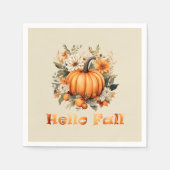 Hallo Herbst Wasserfarben Wildblumen Herbstblätter Serviette (Vorderseite)