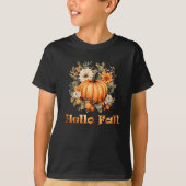 Hallo Herbst Wasserfarben Wildblumen Herbstblätter T-Shirt (Vorderseite)