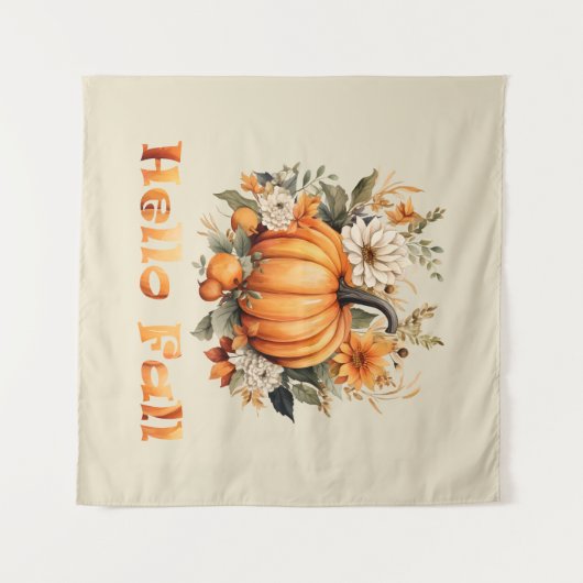 Hallo Herbst Wasserfarben Wildblumen Herbstblätter Wandteppich (Vorderseite (Horizontal))