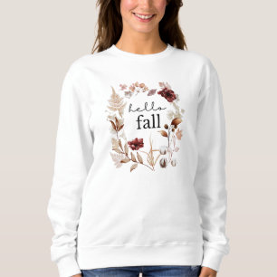 Hallo Herbst-Wildblume und Herbstlaub Sweatshirt