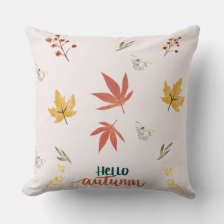 Hallo Herbst-Wurfkissen – Botanische Herbstblätter Kissen