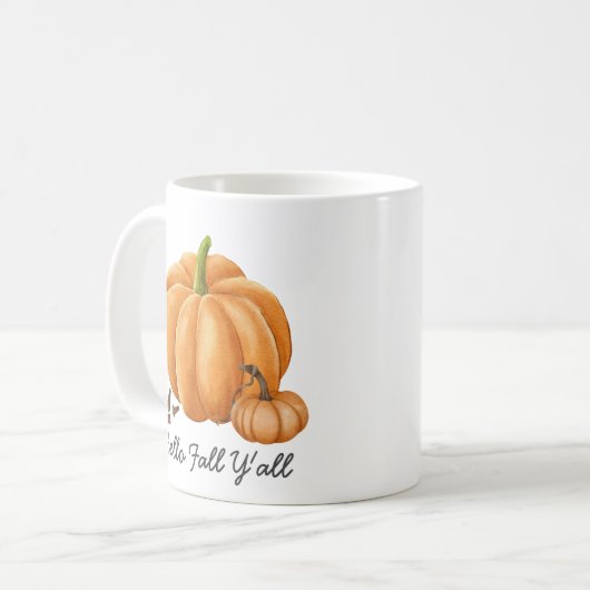 Hallo Herbst Y'all Pumpkin Gewürz Gemütlicher Herb Kaffeetasse (Vorderseite Links)