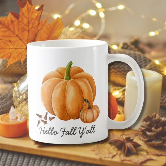 Hallo Herbst Y'all Pumpkin Gewürz Gemütlicher Herb Kaffeetasse
