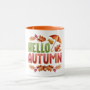 Hallo Herbst Zweifarben-Tasse   Cozy Geschenk für  Tasse