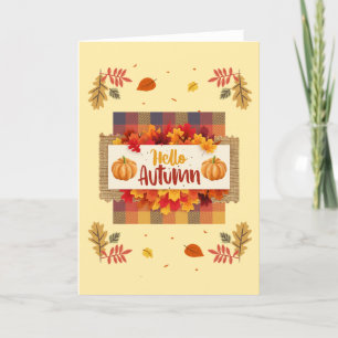 Hallo Herbstblätter und Karo-Grußkarte Karte