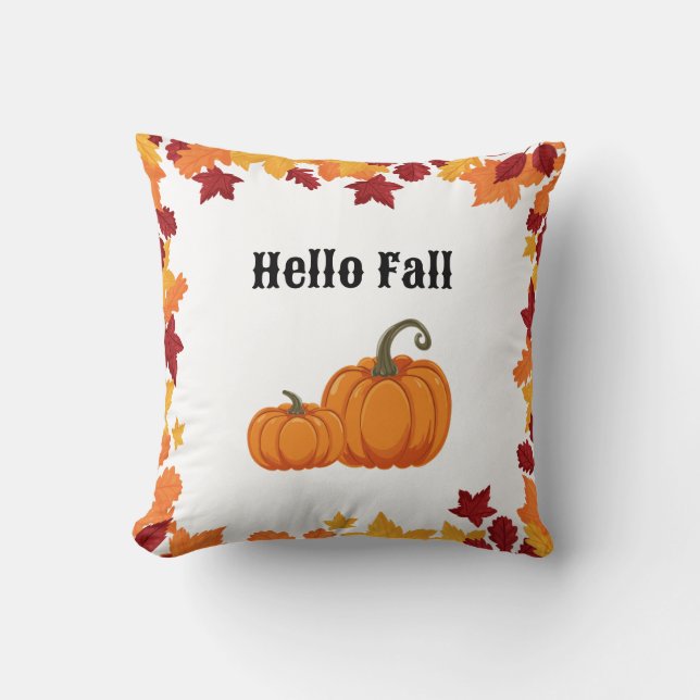 Hallo Herbstdesign mit Pumpkins und Herbstblättern Kissen (Vorderseite)