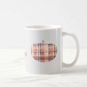 Hallo Herbstkürbis karierte Terracotta Creme lila Kaffeetasse