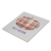Hallo Herbstkürbis Tartan Aquarell grau Orange Fliese (Seite)